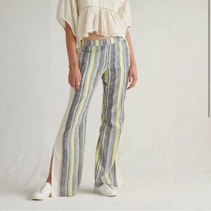 St Roche Split Hem Cotton Striped Lined Pant